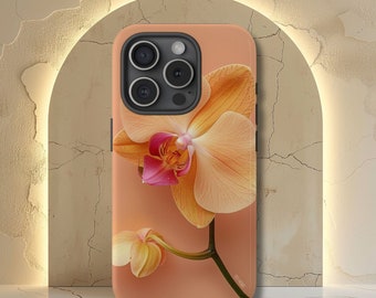 Peach Orchid Phone Case, Realistic Flower Phone Case, iPhone 16 15 14 13 12 11 Pro Max 8 Plus X, Samsung Galaxy S23 S22 S20