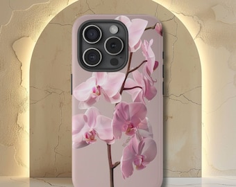 Pink Orchid Phone Case, Realistic Flower Phone Case, iPhone 16 15 14 13 12 11 Pro Max 8 Plus X, Samsung Galaxy S23 S22 S20