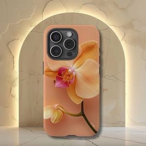 Peach Orchid Phone Case, Realistic Flower Phone Case, iPhone 16 15 14 13 12 11 Pro Max 8 Plus X, Samsung Galaxy S23 S22 S20
