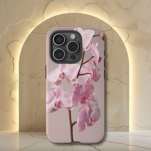 Pink Orchid Phone Case, Realistic Flower Phone Case, iPhone 16 15 14 13 12 11 Pro Max 8 Plus X, Samsung Galaxy S23 S22 S20