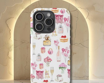 Pink Coquette Collage-telefoonhoesje, preppy en schattig esthetiek, iPhone 15 14 13 12 11 Pro Max 8 Plus X, Samsung Galaxy S24 S23 S22 S20 Ultra