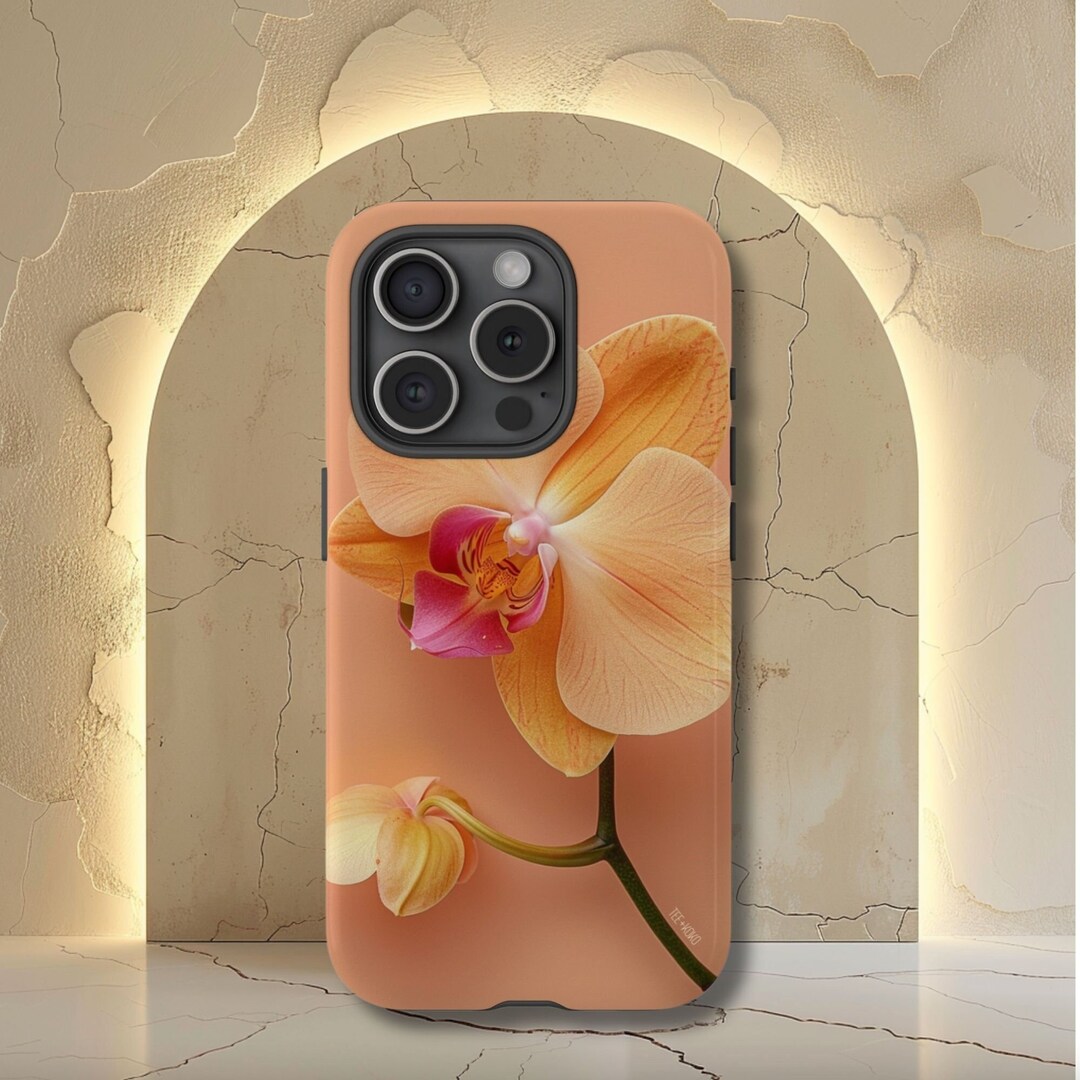 Peach Orchid Phone Case, Realistic Flower Phone Case, iPhone 16 15 14