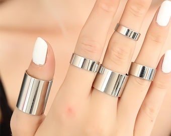 Zilveren sigarenband, brede zilveren ring, sigarenbandring, statement ringen, zilveren sigarenbandring, 5 mm - 7 mm - 9 mm - 18 mm - 25 mm trouwringen