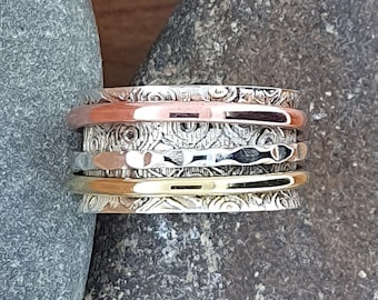 Fidget Ring, Spinner Ring, Duimring, Meditatiering, Koperen Messing Spinnerband, Angstring, Spinnerringen voor vrouwen sterling zilver