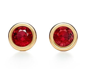 Delicate Ruby Stud Earrings 14k Gold filled, Red Ruby Earrings Solid Gold, Natural Ruby Studs, Everyday Jewelry, Handmade Fine Jewelry