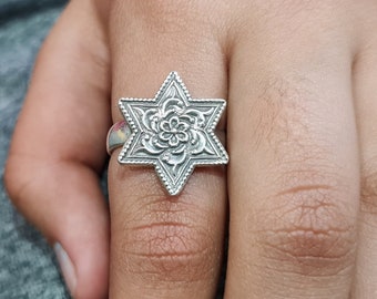 CZ Sterling Silver 925 Men's Star Ring - Etsy