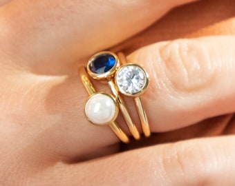 Minimalistische geboortesteen ring • sterling zilveren ring • multi-stone familie ring • aangepaste vrienden geboortestenen • goud gevulde ring • verjaardagscadeau