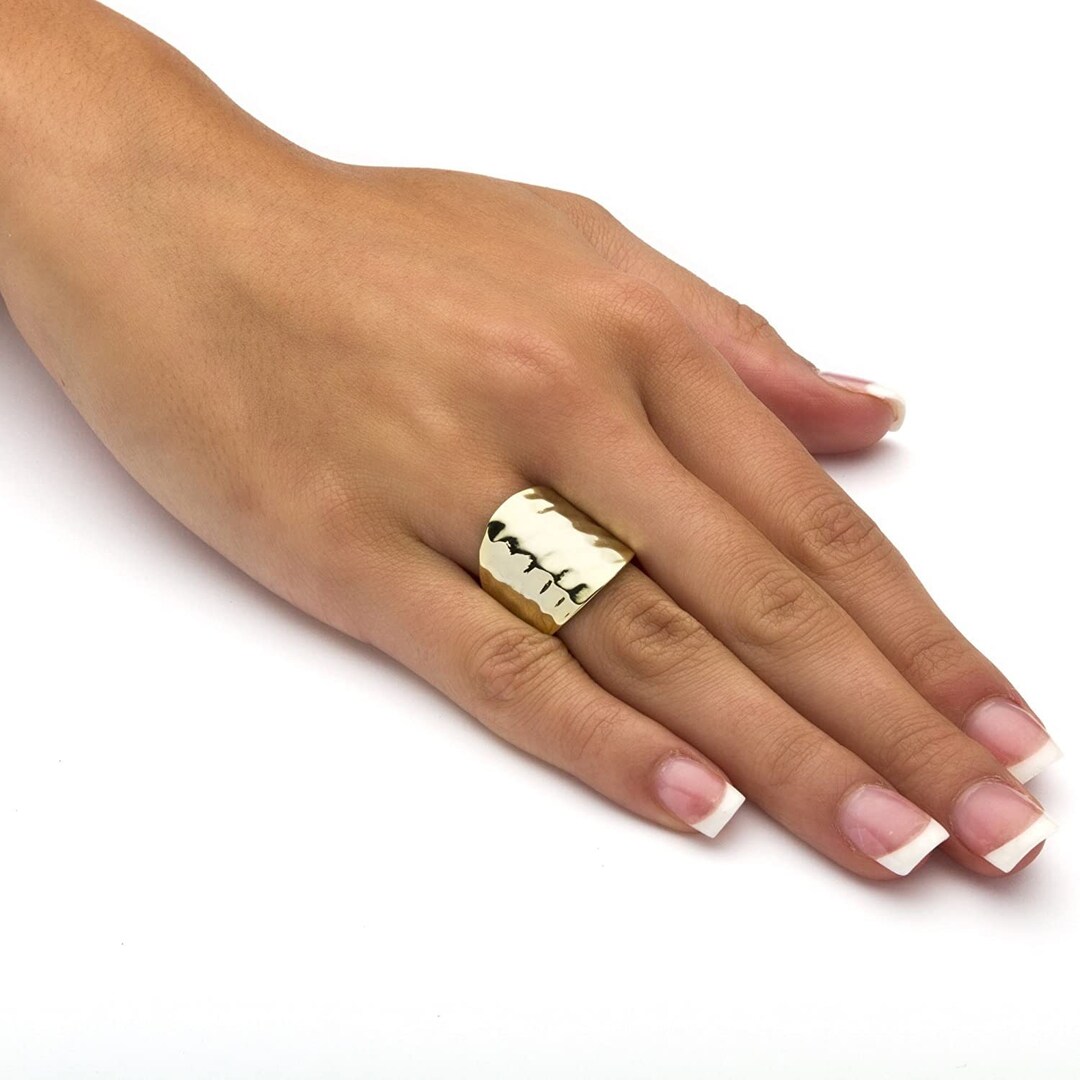 Half Cigar Gold Wedding Band 14k Vermeil Gold Cigar Band Etsy