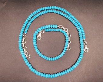 Natuurlijke Arizona Turquoise minimalistische armbanden, turquoise heren armband, doornroosje turquoise kralen ketting, kralen turquoise ketting