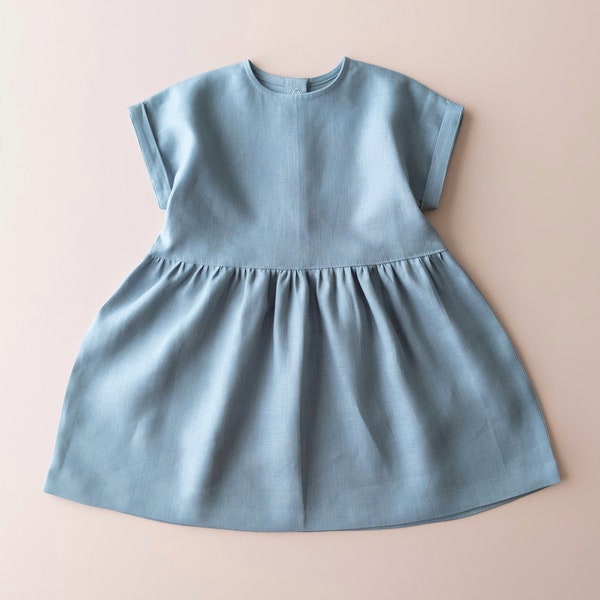 Sukienka oversize cyfrowy wzór szycia PDF, wzór sukienki pudełkowej, wzór sukienki oversize dla dziewczynek, wzór oversize dla dziewczynek, rozmiar 6-12M do 8