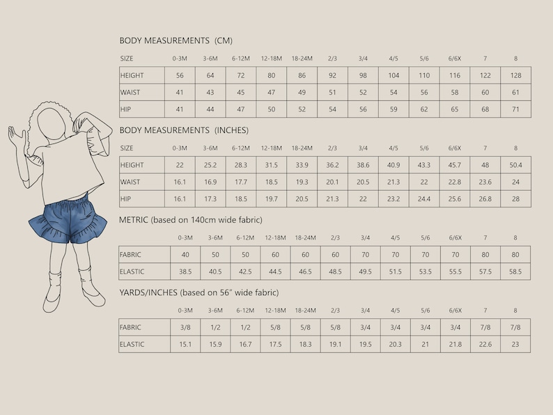 Ruffle Shorts PDF Sewing Pattern, Baby and Child, Girl's shorts sewing pattern, baby shorts sewing pattern, kids shorts sewing pattern image 10