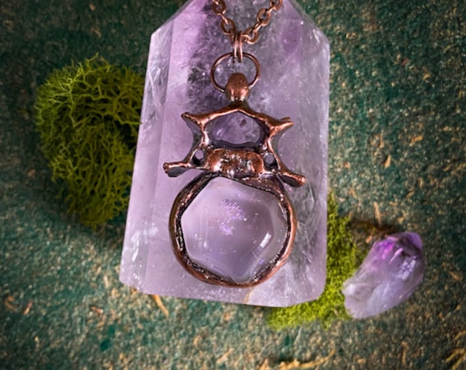 Featured listing image: Pink Crystal Vertebrae Necklace 2
