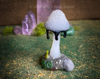 Ink Cap Mushroom Figurine