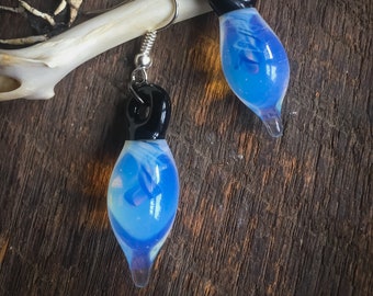 Moonstone Implosion Earrings- handmade glass