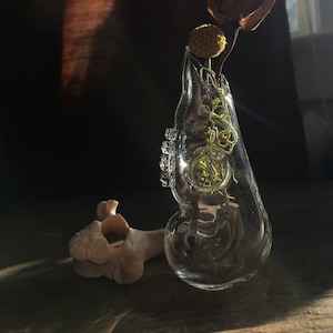 Deer Skull Bottle, hand sculpted blown glass image 1