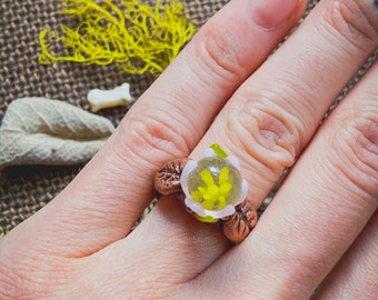 Budding Flower Ring, Handmade Copper and glass