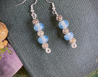 Blue polkadot Beaded Earrings