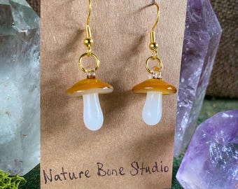 Amber Mushroom Earrings