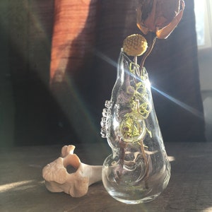 Deer Skull Bottle, hand sculpted blown glass