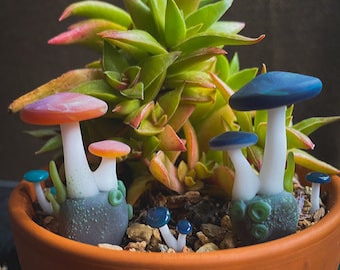 Fairy Garden Mushrooms- Handmade Glass, aquarium or terrarium decor