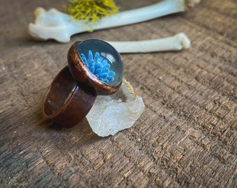 Falling Sky Ring, Handmade Copper and glass