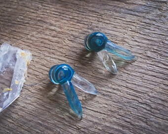 Blue Ice Crystals- limited edition 12mm glass plugs