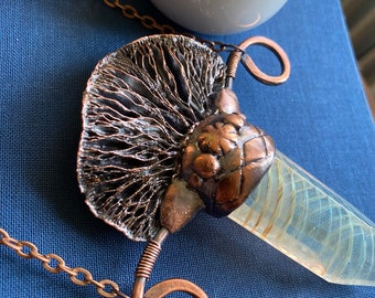 Real Mushroom Crystal Necklace