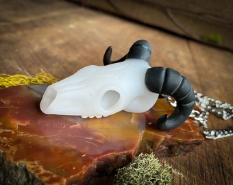 Ram Skull Pendant with red bail