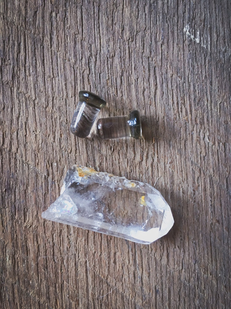 amber sparkle 6mm Glass Plugs