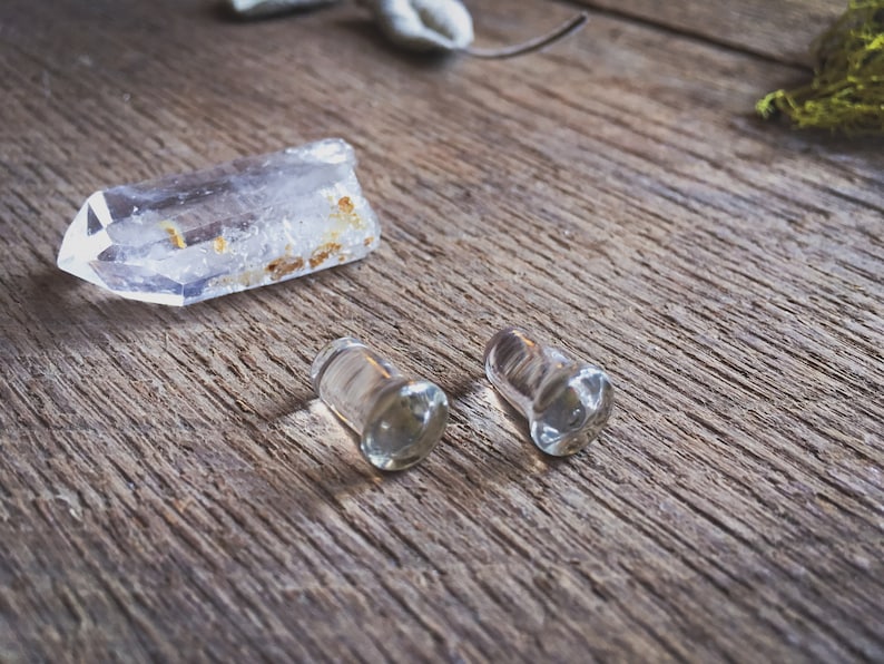 amber sparkle 6mm Glass Plugs