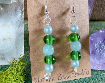 Green Beaded Earrings