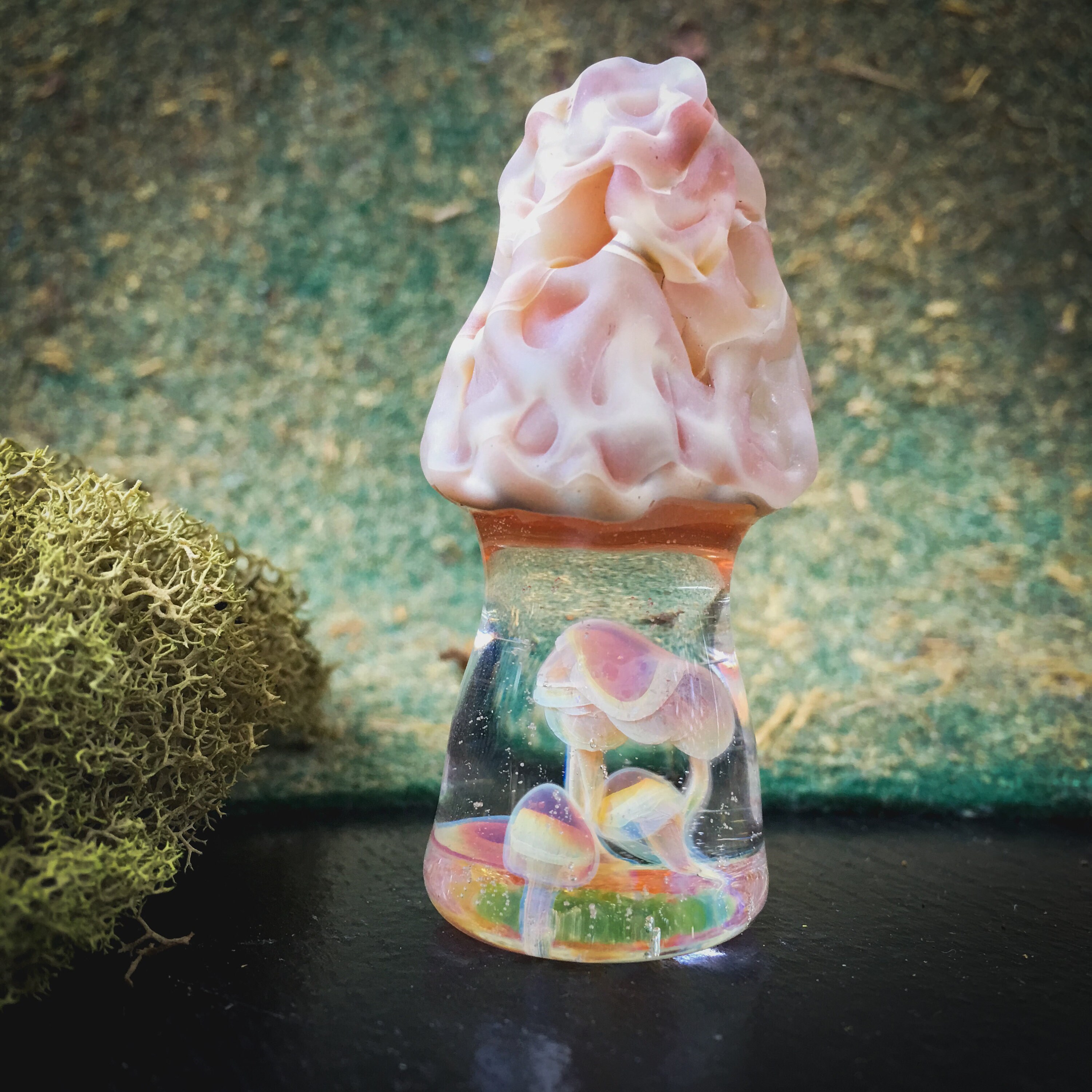 Morel Paperweight, Meta Mushroom handmade glass