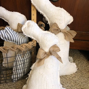 The Perfect Farmhouse Easter Bunny Handmade Chocolate Style Bunny Sewn from Vintage Hobnail Chenille Free shipping
