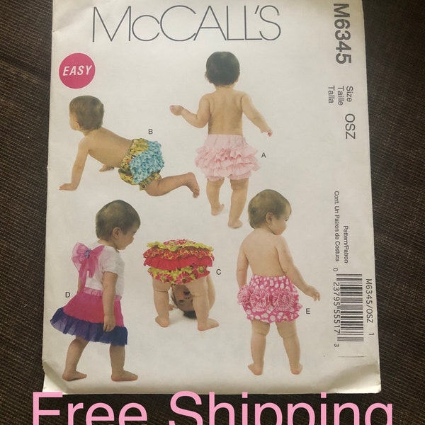 McCall’s M6345 Children’s Ruffled Butt  Pull on Diaper Cover Sewing Pattern Actual Pattern new uncut All sizes Newborn to XL  Free Shipping