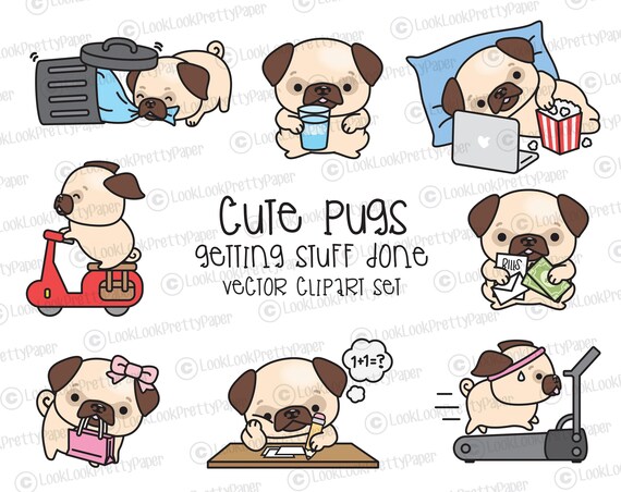 cute kawaii pug