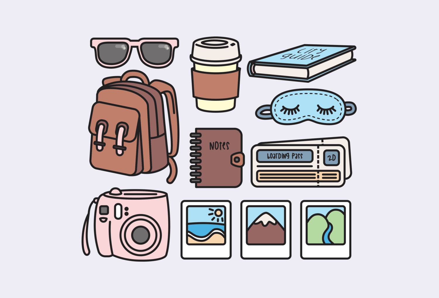 Premium Vector  Set of cute vector summer travel stickers in