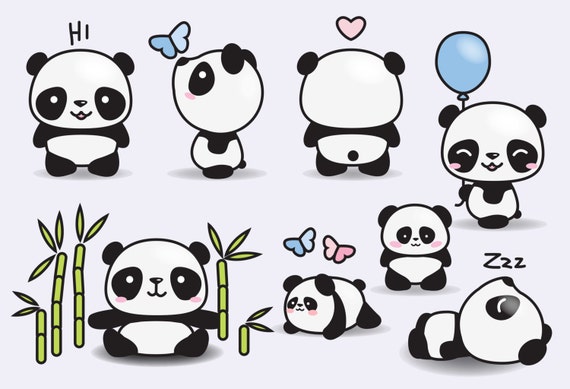 Premium Vector Clipart - Kawaii Pandas - Cute Pandas Clipart Set - High  Quality Vectors - Instant Download - Kawaii Clipart