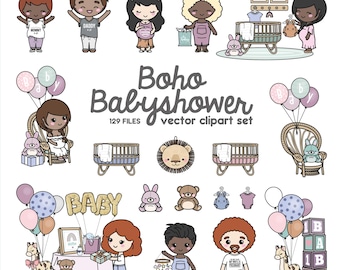 Premium Vector Clipart - Kawaii Halloween Girl - Cute Me Baby Shower Clipart Set - Pregnancy - Kawaii Halloween Clipart