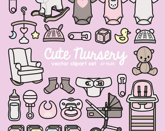 Premium Vector Clipart - Kawaii Baby Girl Clipart - Pretty Maternity Clip Art Set - High Quality Vectors - Cute Clipart - Baby Clipart Set
