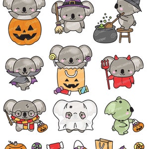 Premium Vector Clipart - Kawaii Halloween Koalas - Cute Halloween Koalas Clipart Set - High Quality Vectors - Kawaii Halloween Clipart image 2