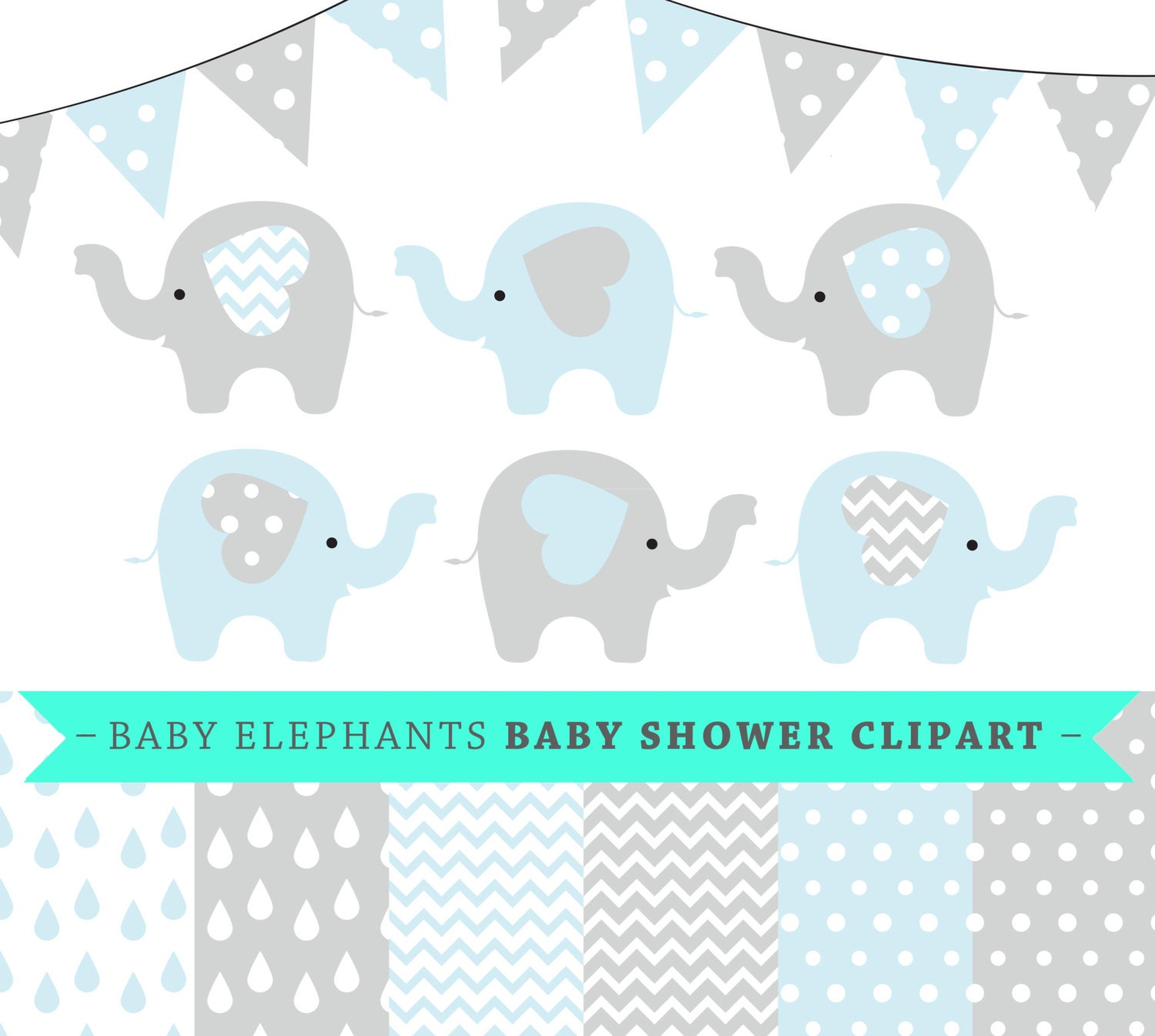 grey baby elephant clipart