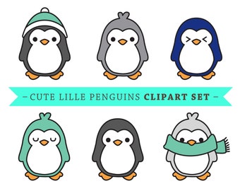 Premium Vektor Pinguin Clip Art - Süße Pinguin Clip Art - Vektor Pinguine - Kawaii Pinguine - Hochwertige Vektoren - Süße Baby Pinguine