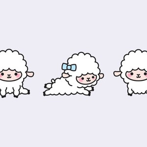 Premium Vector Clipart Kawaii Lambs Cute Lamb Clipart Set High Quality Vectors Instant Download Kawaii Clipart Kawaii Sheep image 3