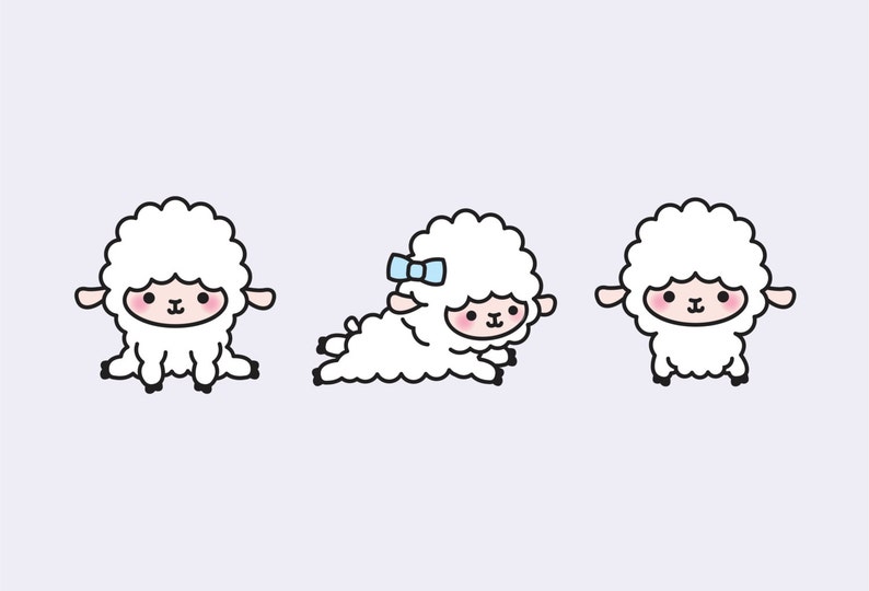 Premium Vector Clipart Kawaii Lambs Cute Lamb Clipart Set High Quality Vectors Instant Download Kawaii Clipart Kawaii Sheep image 3