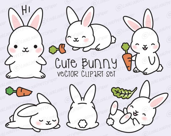 Cute Rabbit Bunny Face In Kawaii Style Vector Clip Art Stock