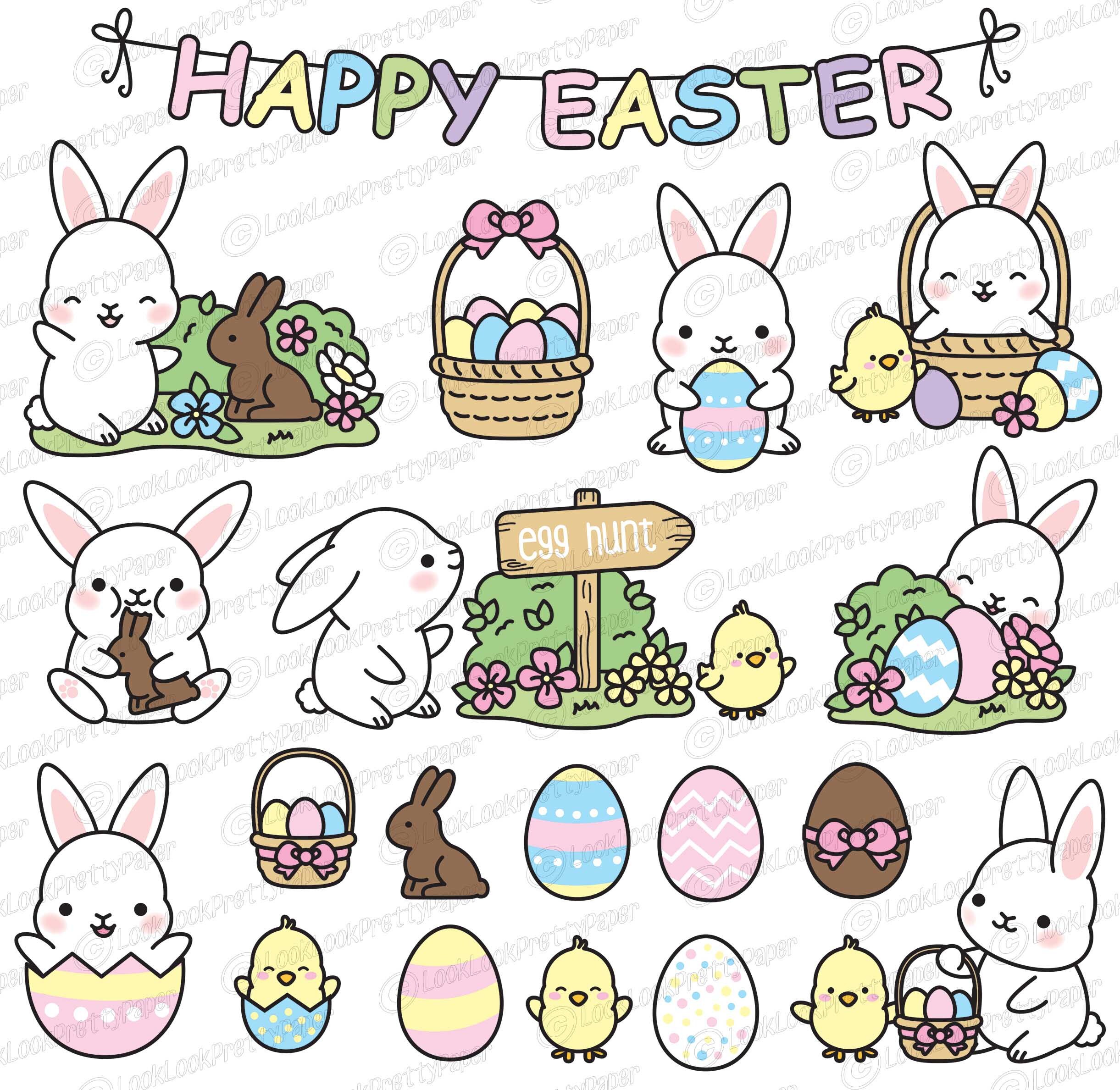 Cute Easter Bunnies Drawings