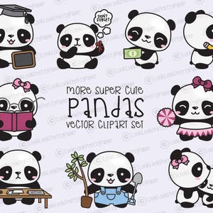 Premium Vector Clipart - Kawaii Panda - Cute Pandas Planner Addict Clipart  - Panda Loves Planning - Instant Download - Kawaii Clipart