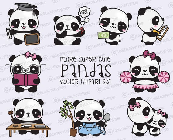 Premium Vector Clipart Kawaii Panda Cute Panda Planning Clipart Instant  Download Kawaii Clipart 