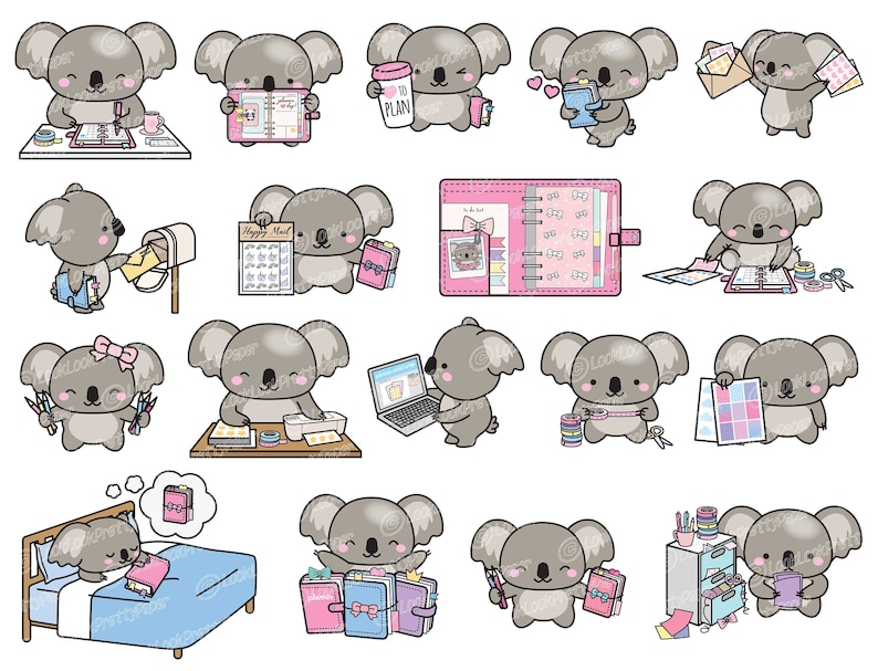 Download Premium Vector Clipart Kawaii Koala Cute Koalas Planner | Etsy