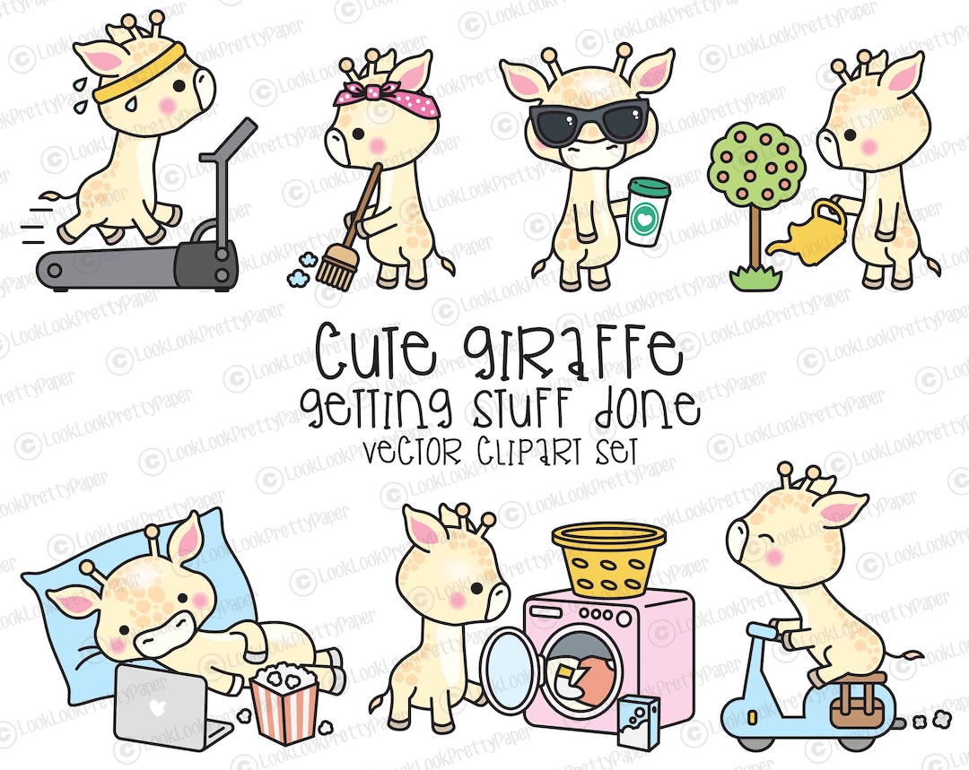 Premium Vector Clipart Kawaii Giraffe Cute Giraffe Planning Clipart ...